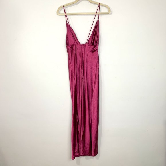 LIONESS Walk The Line Midi‎ Dress In Magenta Sz M - Picture 6 of 10